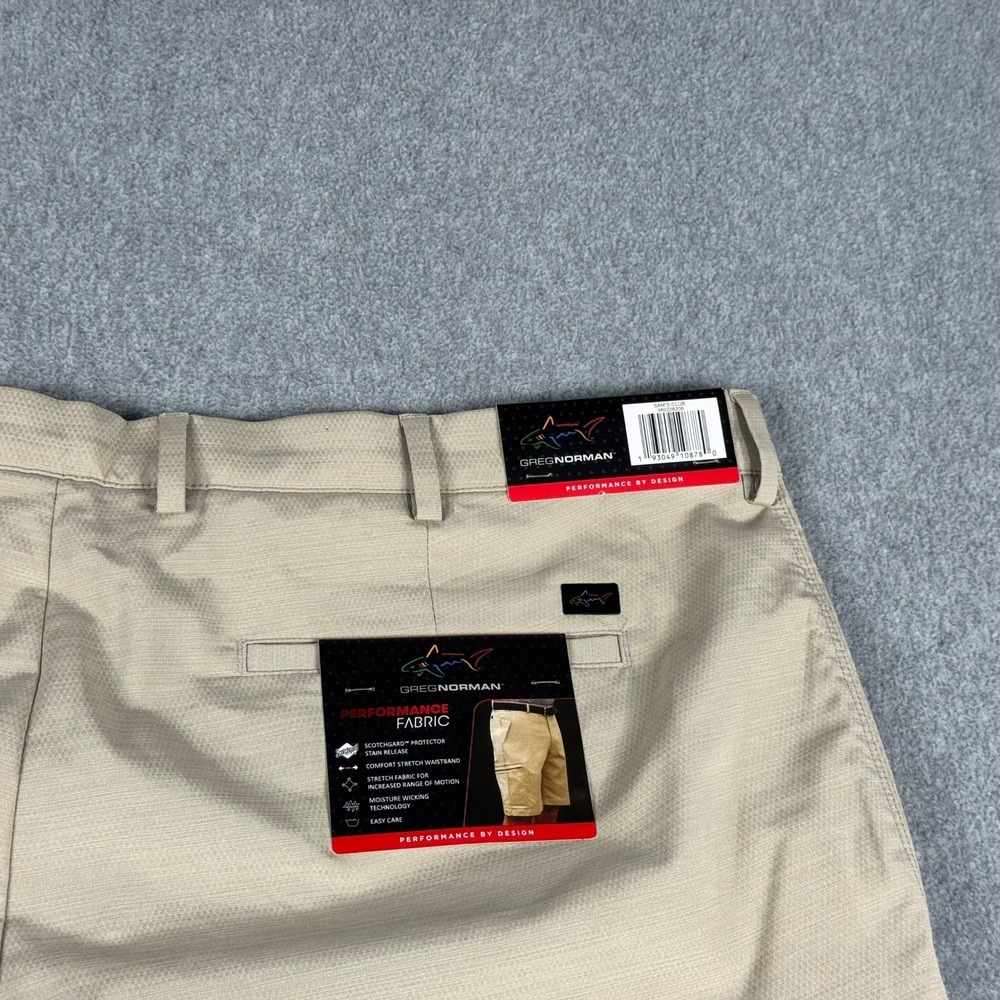 Greg Norman Performance Shorts Mens 40 Tan Beige 9" Golf NEW